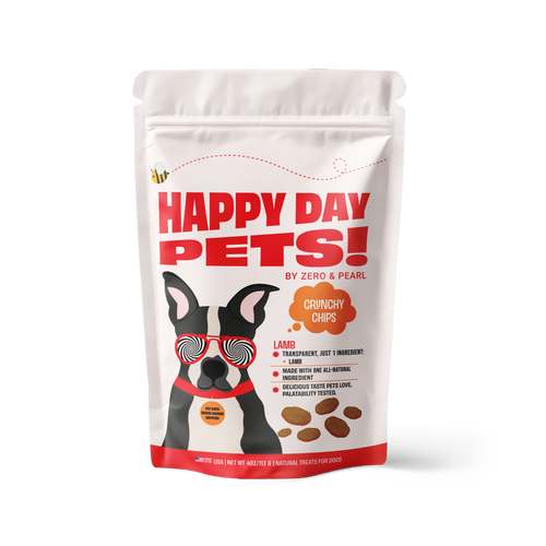 Happy Day Pets Lamb Chips โ crispy single-ingredient lamb dog treats bag
