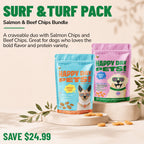 Surf & Turf Pack – Salmon & Beef chips dog treat bundle, Happy Day Pets