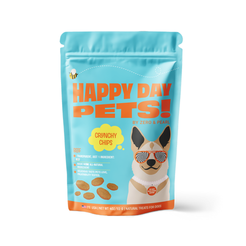 Happy Day Pets Beef Chips – crispy single-ingredient beef dog treats bag