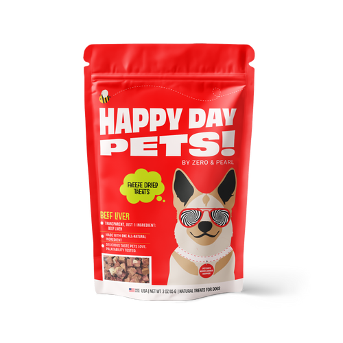 Happy Day Pets Beef Liver – single-ingredient freeze-dried dog treats bag