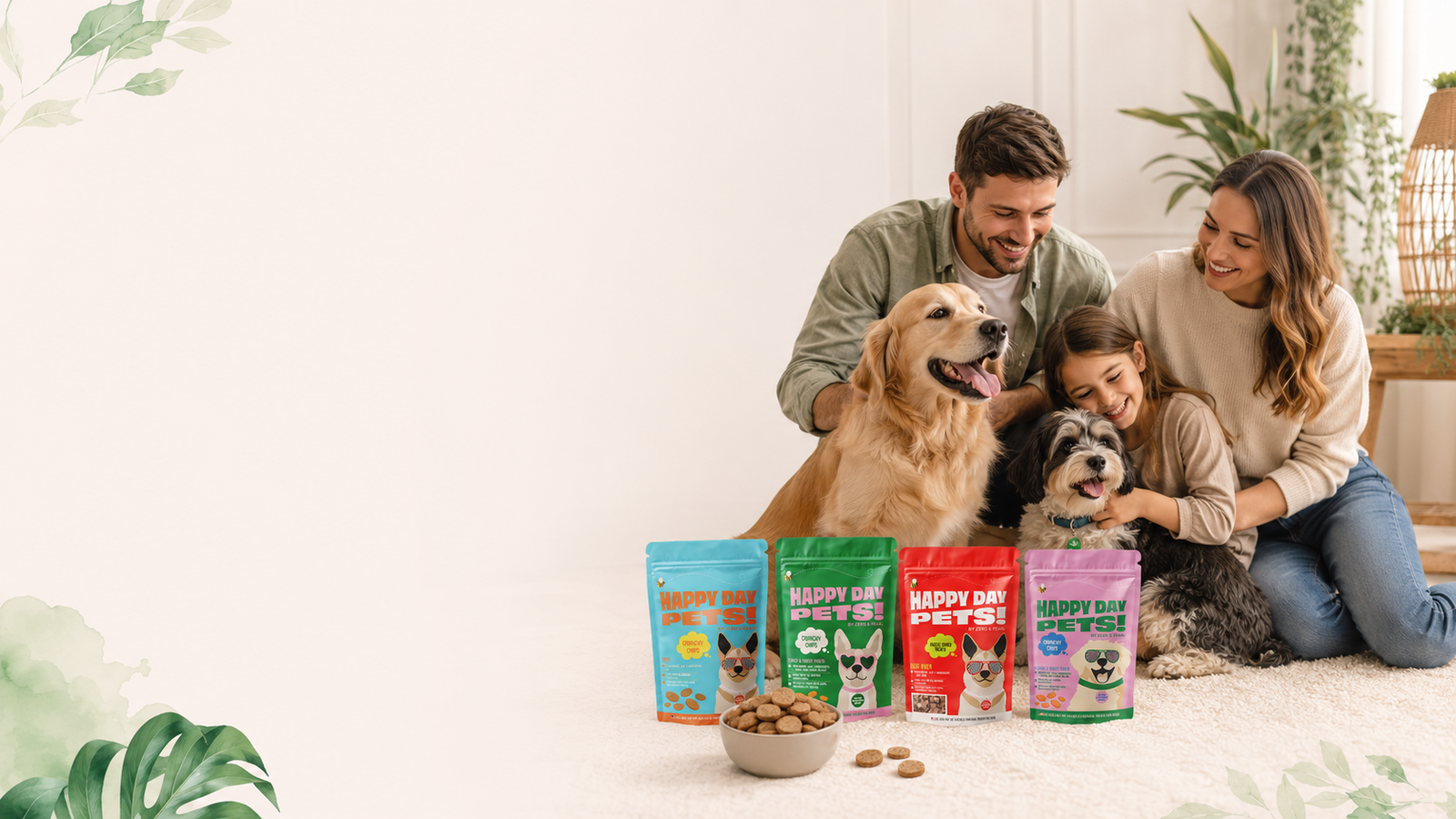Happy dog enjoying Happy Day Pets whole-ingredient treats