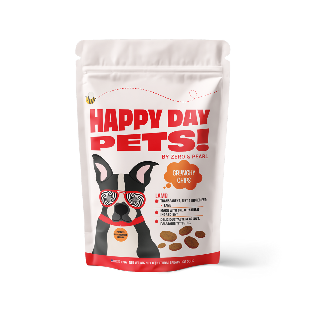 Happy Day Pets Lamb Chips – crispy single-ingredient lamb dog treats bag