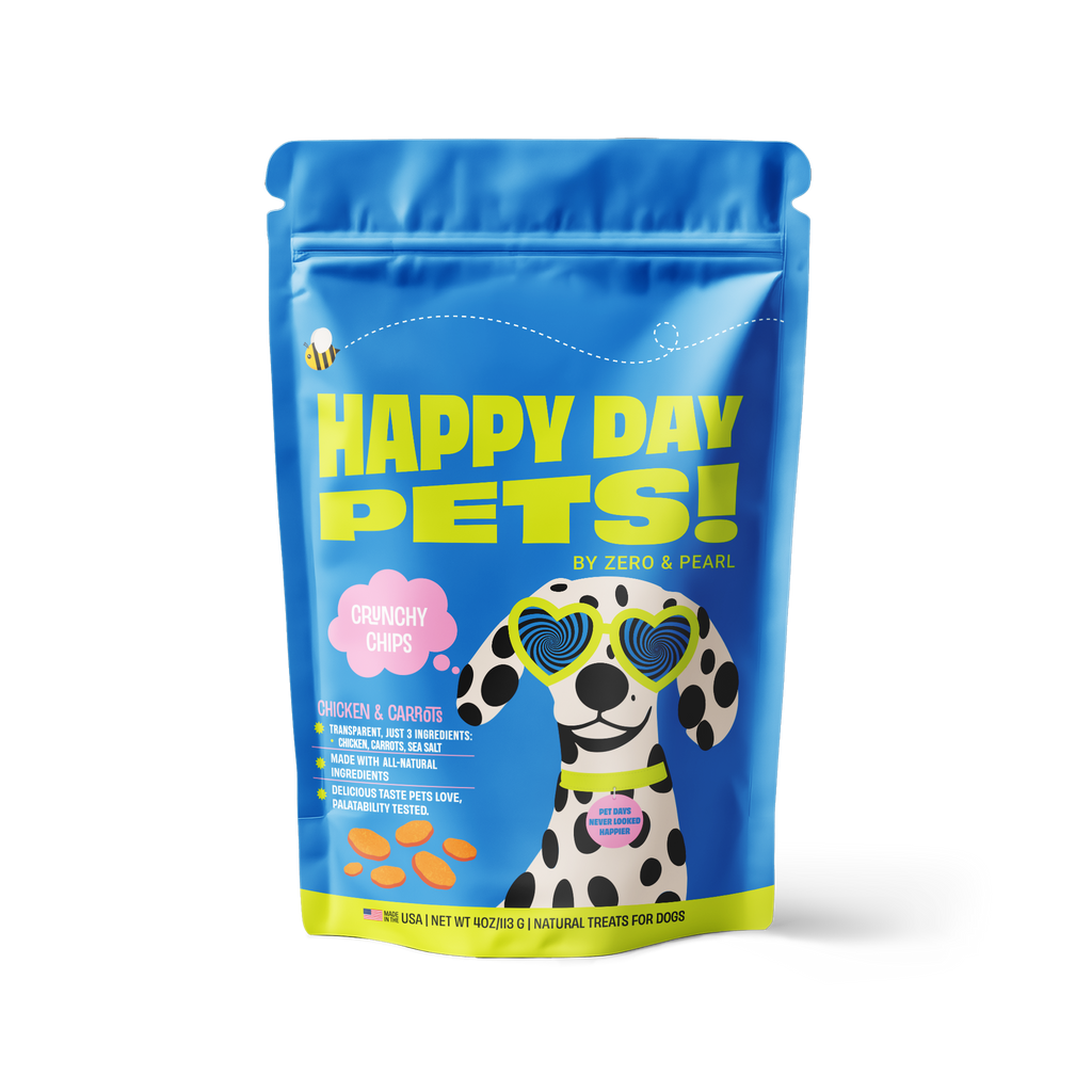 Happy Day Pets Chicken Chips – crispy chicken and carrot dog treats bag