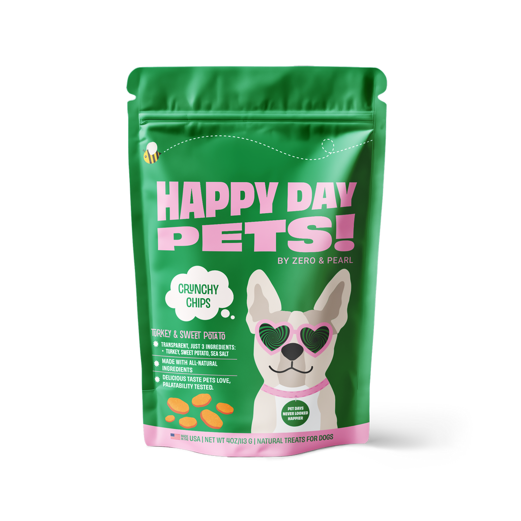 Happy Day Pets Turkey Chips – crispy turkey and sweet potato dog treats bag